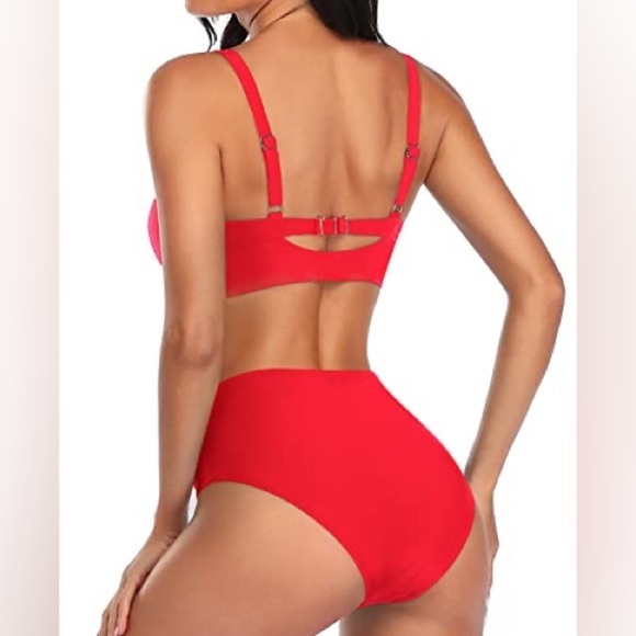 Tempt Me Women High Waisted Bikini Set Tummy Control Ruched Tie Knot Swim Suits - Picture 2 of 9